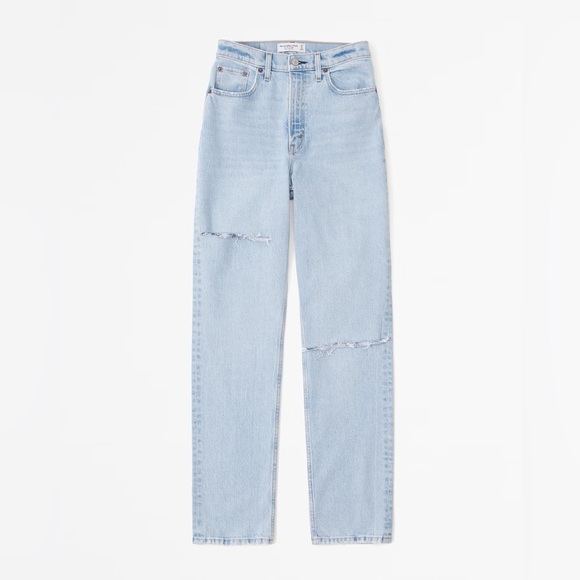 NWT Abercrombie & Fitch Ultra High Rise 90s Straight Jean in Light Destroyed 6 - Picture 8 of 13